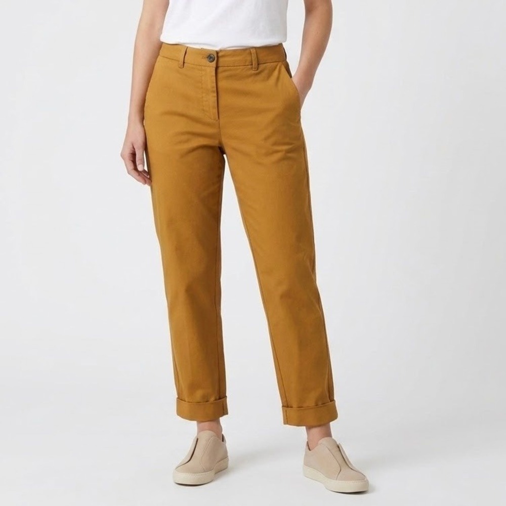 Wildfang The Essential Trouser Cotton Spandex Ochre Chino Straight Leg Size 6